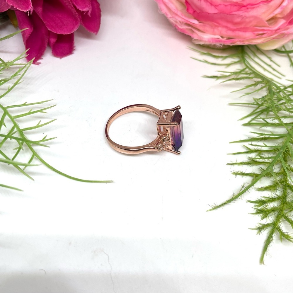 NEW⚜️Ombré Crystal Rose Gold Cocktail Ring - Picture 4 of 8